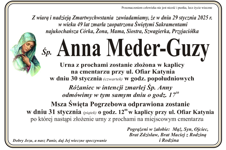 Zmarła Anna Meder-Guzy [49 lat]